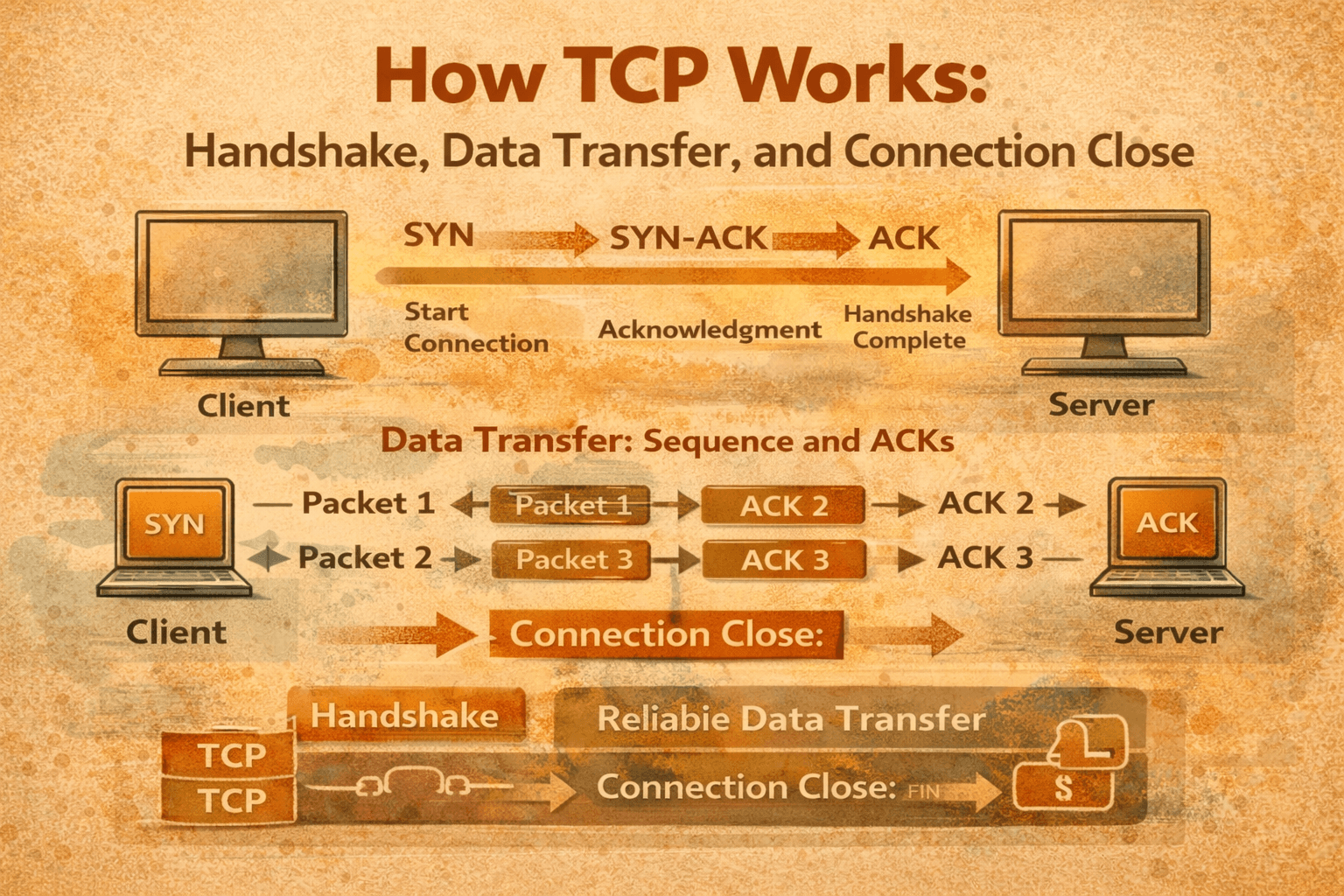 How TCP Works: Handshake, Data Transfer, and Connection Close